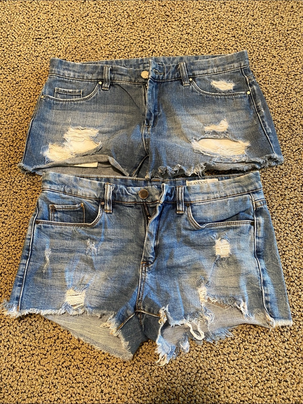 Blank NYC Distressed Blue Denim Cutoff Shorts